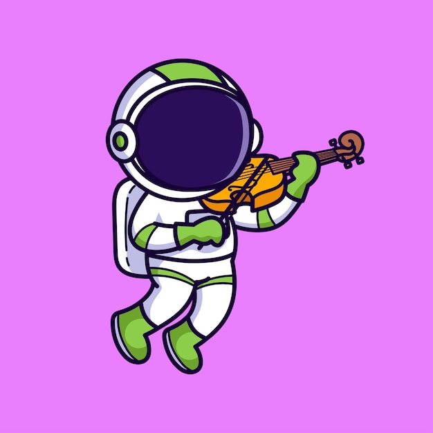 Cute astronaut playing violin isolated on pink