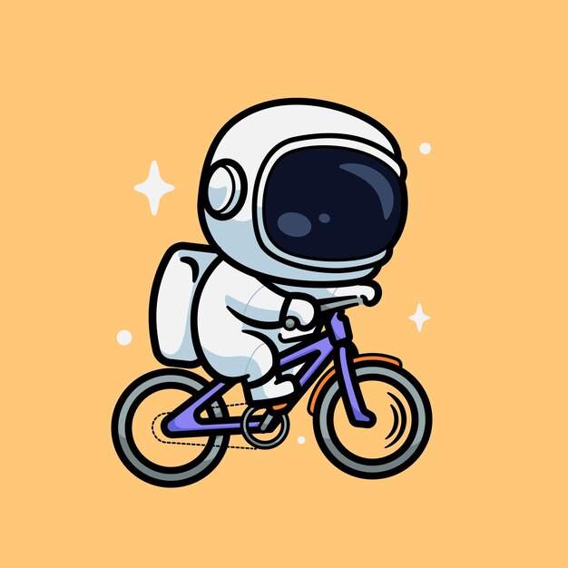 Vector cute astronaut riding a bicycle