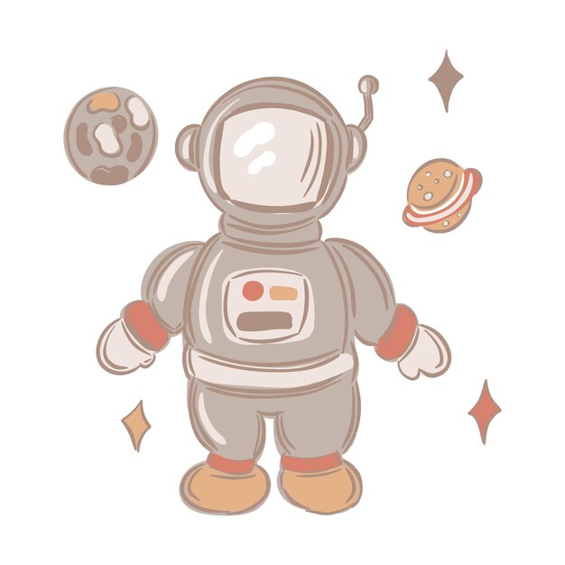 Vector cute astronaut spaceman cosmonaut in spacesuit cartoon character vector