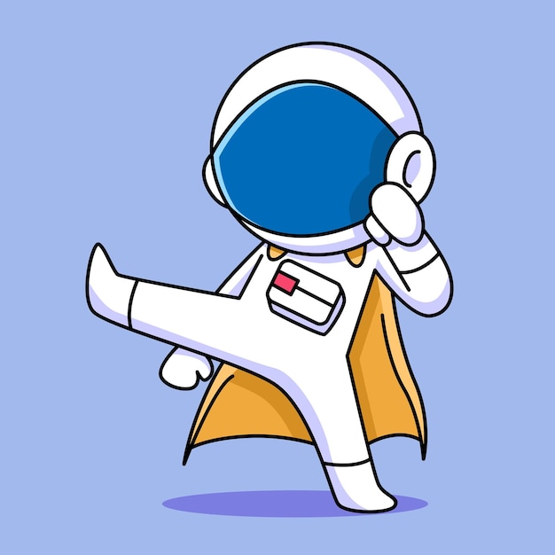 cute astronaut superhero cartoon design