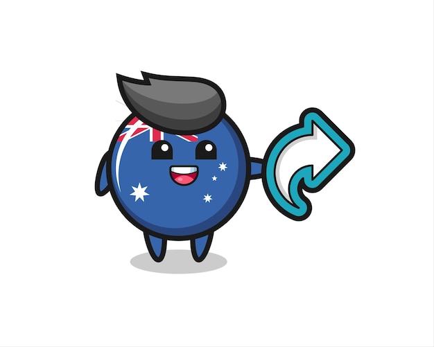 Cute australia flag badge hold social media share symbol