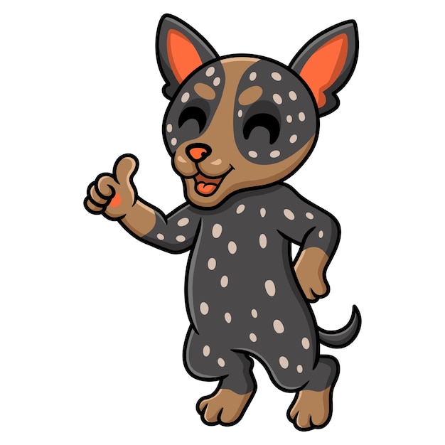 Cute australian cattle dog cartoon giving thumb up