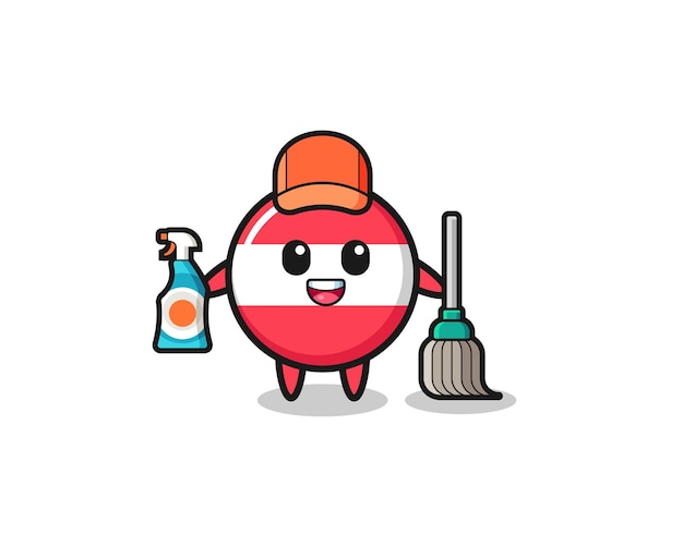 Cute austria flag character as cleaning services mascot , cute design