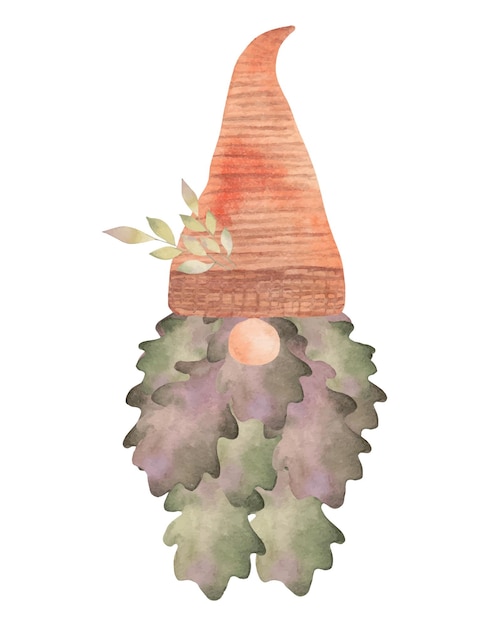 Cute autumn gnome Fairytale character Botanical illustration for seasonal holidays Thanksgiving