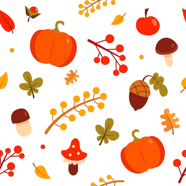 Cute autumn pattern. Vector illustration.