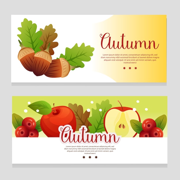 Cute autumn theme banner with apple