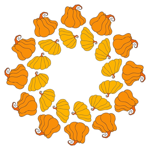 Cute autumn vector illustration hand drawn pumpkins