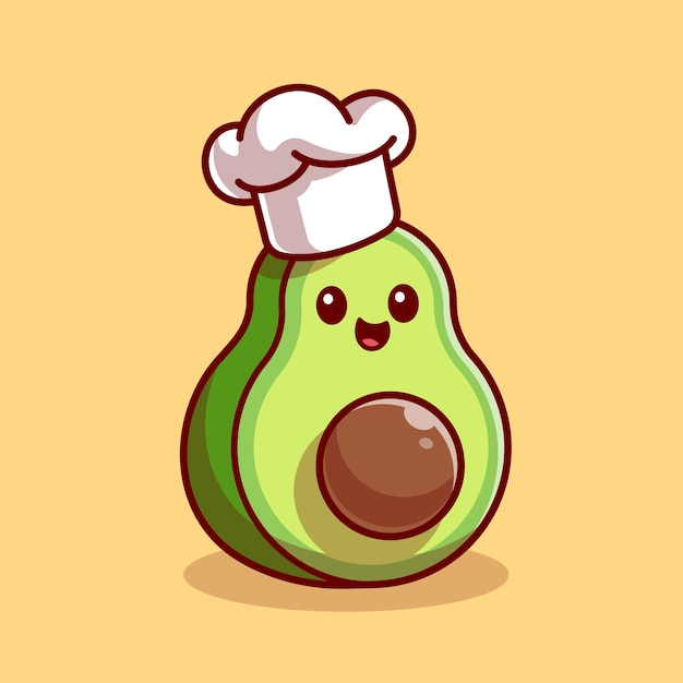 Cute Avocado Chef Cartoon 