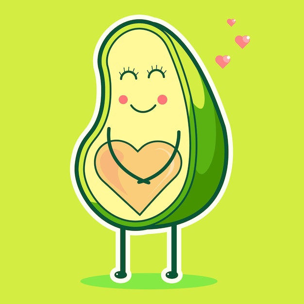 cute avocado in love cartoon