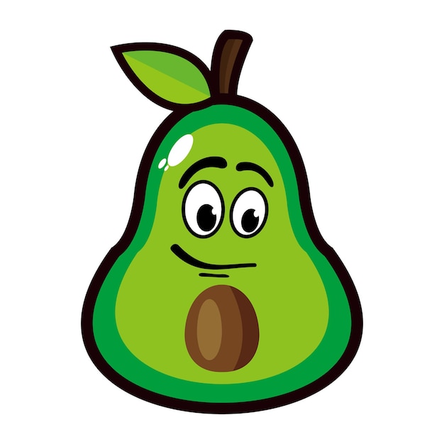 Cute avocado mascot design character Isolated on a white background