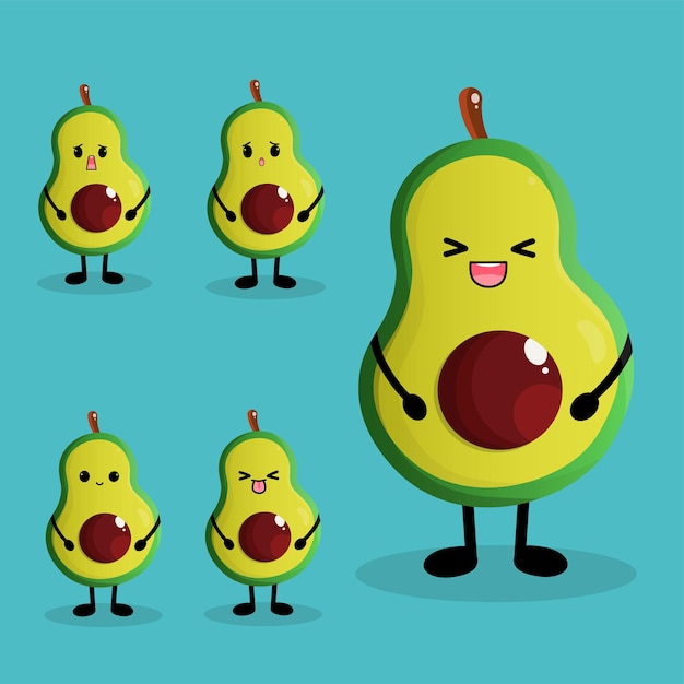 Vector cute avocado set