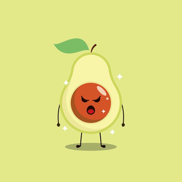 Cute Avocado Vector cartoon character illustration simple flat deaign style