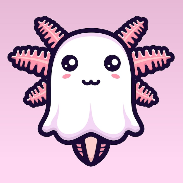 cute axolotl ghost character design