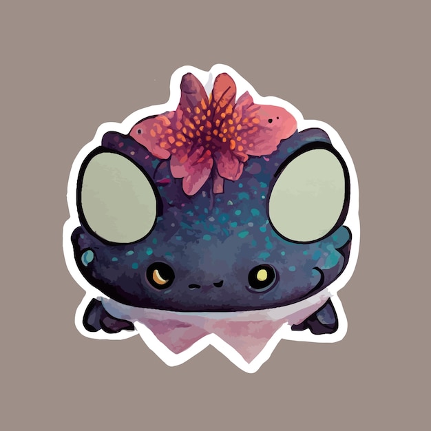 Cute Axolotl watercolor painting sticker, kawaii axolotl illustration clipart