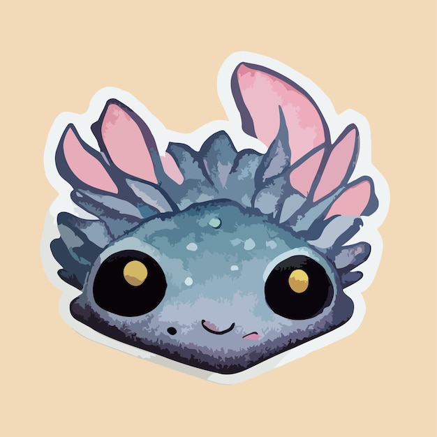 Cute Axolotl watercolor painting sticker, kawaii axolotl illustration clipart