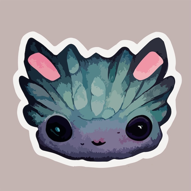 Cute Axolotl watercolor painting sticker, kawaii axolotl illustration clipart