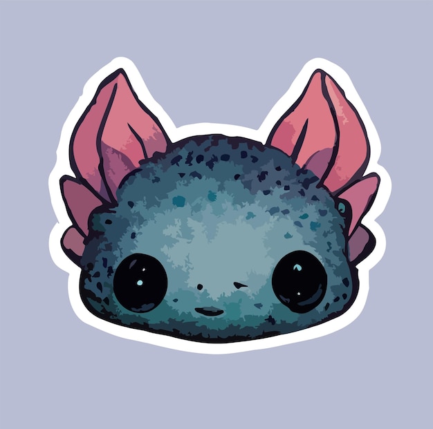 Cute Axolotl watercolor painting sticker, kawaii axolotl illustration clipart