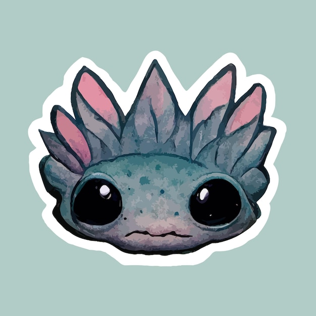 Cute Axolotl watercolor painting sticker, kawaii axolotl illustration clipart