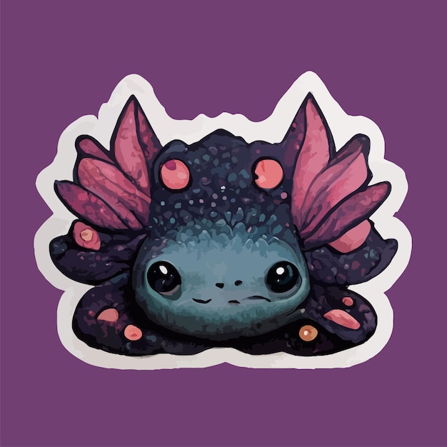 Cute Axolotl watercolor painting sticker, kawaii axolotl illustration clipart