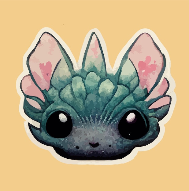 Cute Axolotl watercolor painting sticker, kawaii axolotl illustration clipart