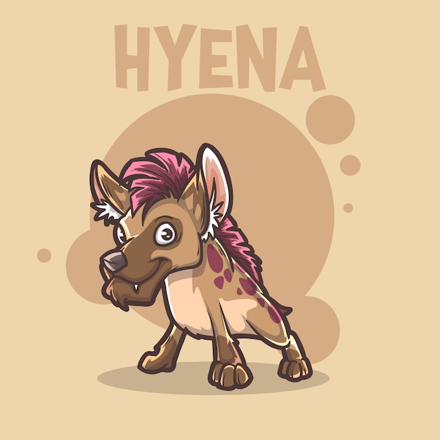 cute baby animal hyena dog wildlife mascot cartoon logo character editable