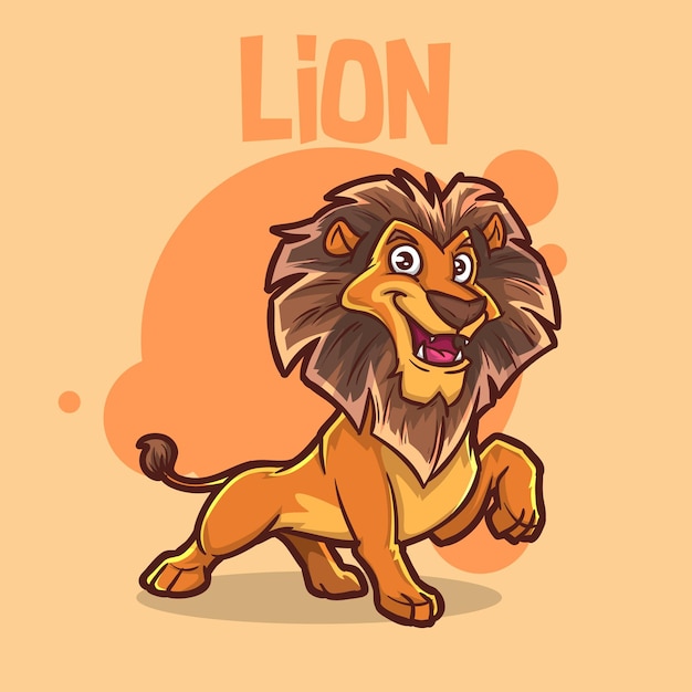 cute baby animal lion big cat monkey wildlife mascot cartoon logo character editable