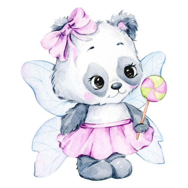 Cute Baby Animal Watercolor Illustration Little Panda