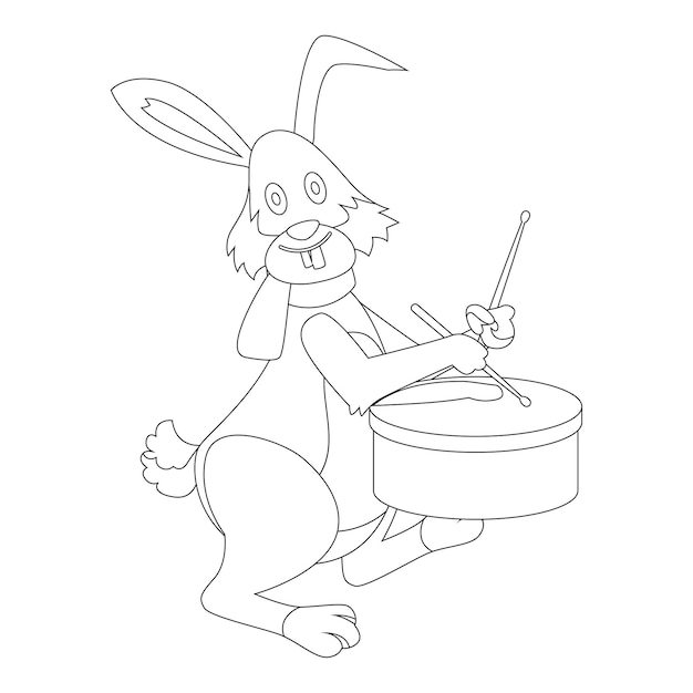 Cute Baby Animals coloring pages for kids with musical instrument premiumvector