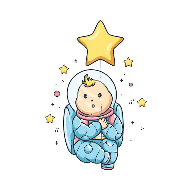 Cute baby astronaut illustration vector design