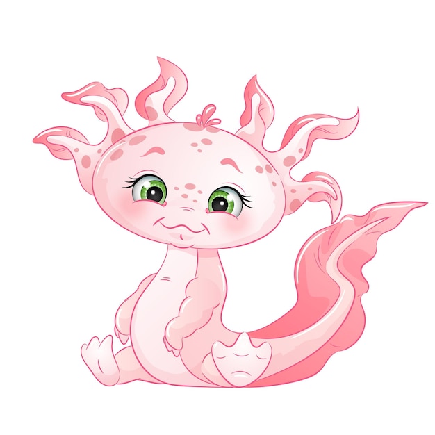 Cute baby axolotl vector illustration Cartoon baby animal