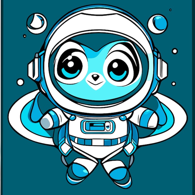 cute baby baby owl as astronaut coloring book vector illustration