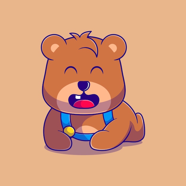 Cute baby bear illustration suitable for mascot sticker and tshirt design