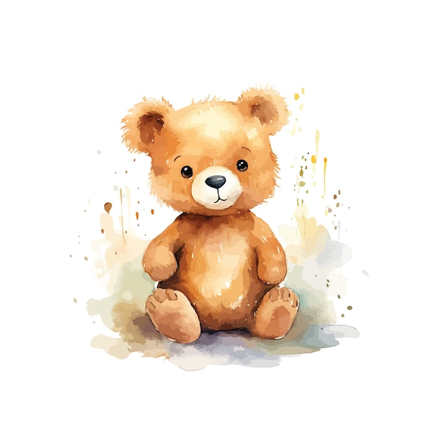 cute baby bear watercolor illustration