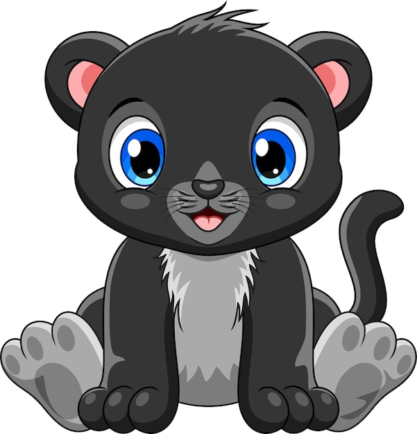 Cute baby black panther cartoon