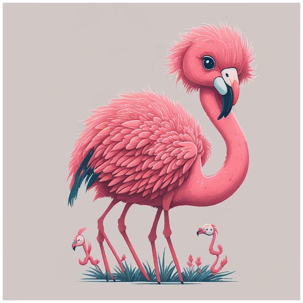 Vector cute baby cartoon flamingo concept for children print