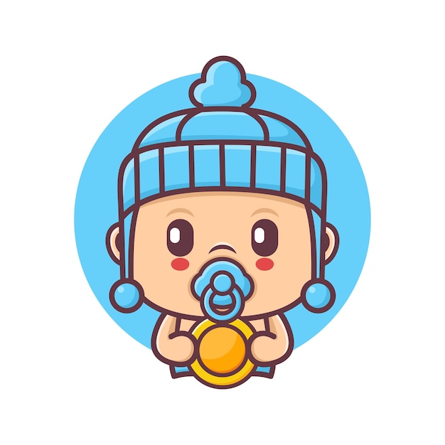 Cute baby cartoon with gold coins