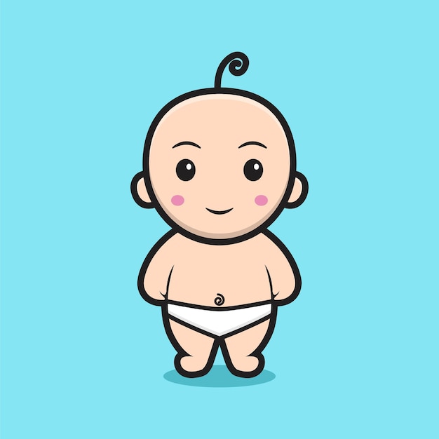 Cute baby character wearing pampers. design isolated