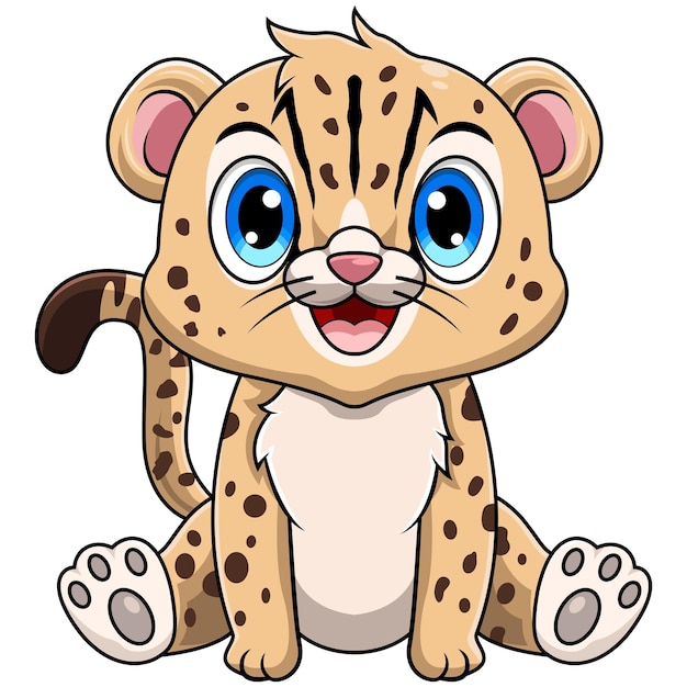 Cute baby Cheetah cartoon sitting