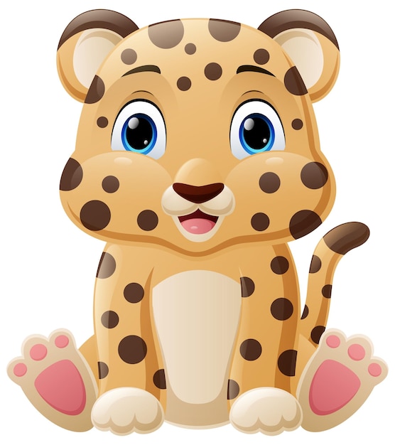 Cute baby cheetah cartoon sitting