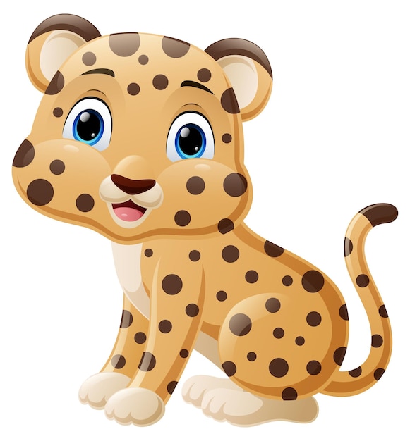 Cute baby cheetah cartoon sitting