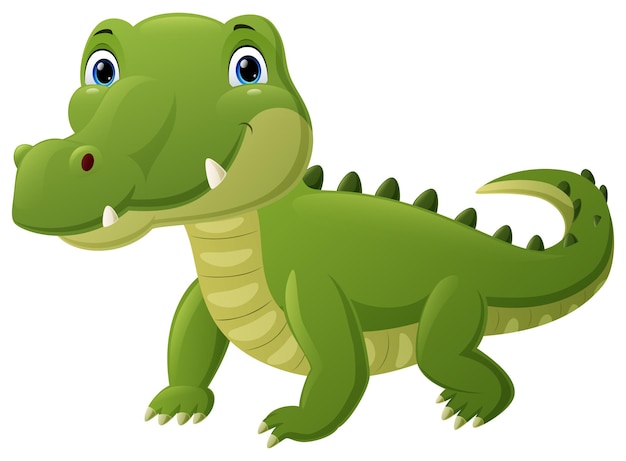 Cute baby crocodile cartoon on white background