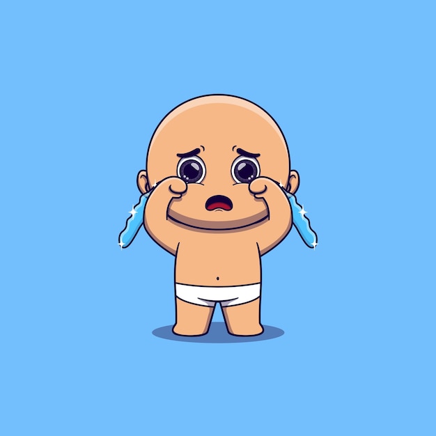 Cute baby crying with tears