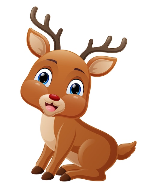 Cute baby deer cartoon sitting