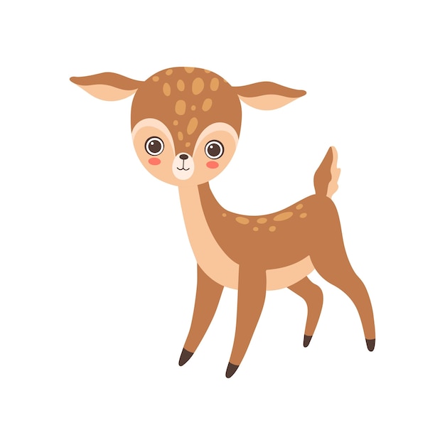 Cute baby deer lovely forest fawn animal vector illustration