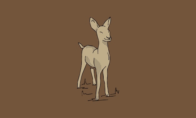 Cute Baby Deer Vintage Drawing