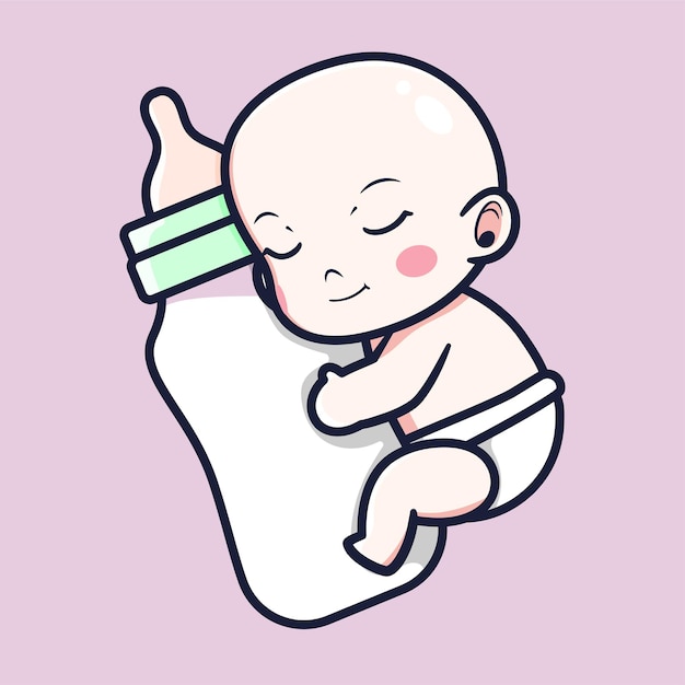 cute baby design with milk bottle