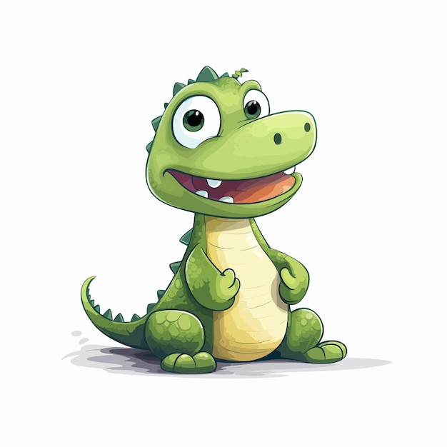 Cute baby dino on white background Designed using a vector style