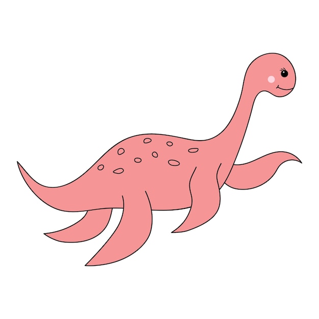 Cute baby dinosaur Prehistoric character in doodle style