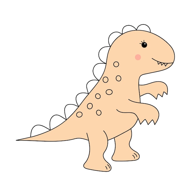 Cute baby dinosaur Prehistoric character in doodle style