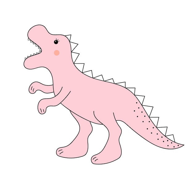 Cute baby dinosaur Prehistoric character in doodle style